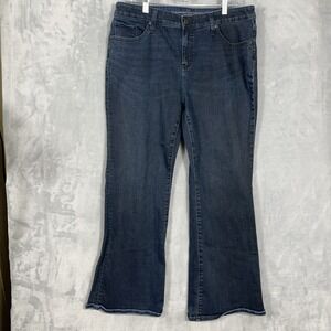 Chicos Womens Jeans So Slimming Girlfriend Flare 12P Petite Dark Wash Boho Retro